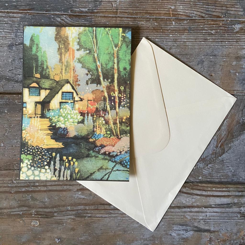 'Country Garden' vintage card with envelope