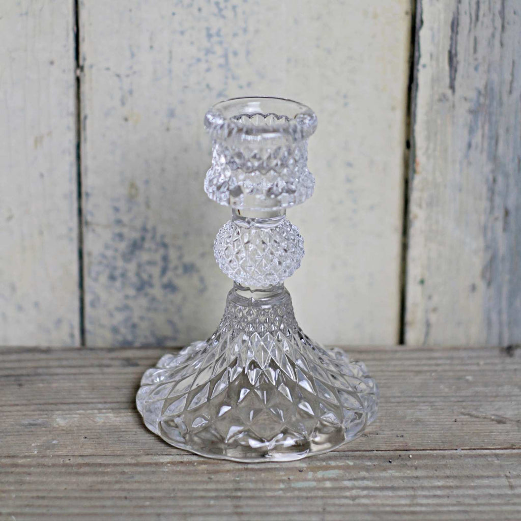 Candlestick in clear cut glass