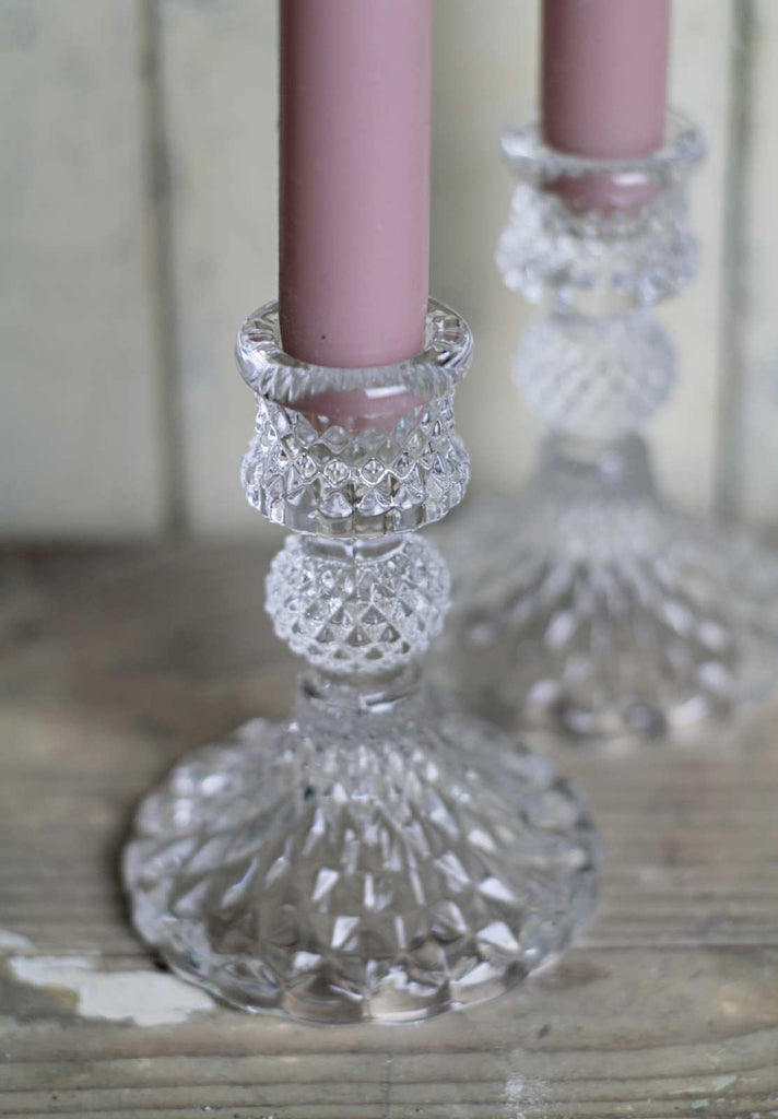 Candlestick in clear cut glass detail