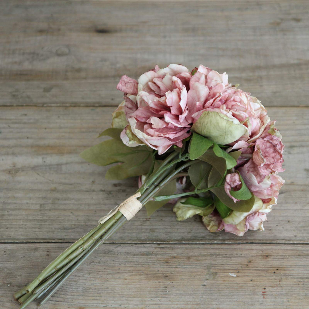 Silk Flower - Dried Peony Bouquet - Dusty Pink