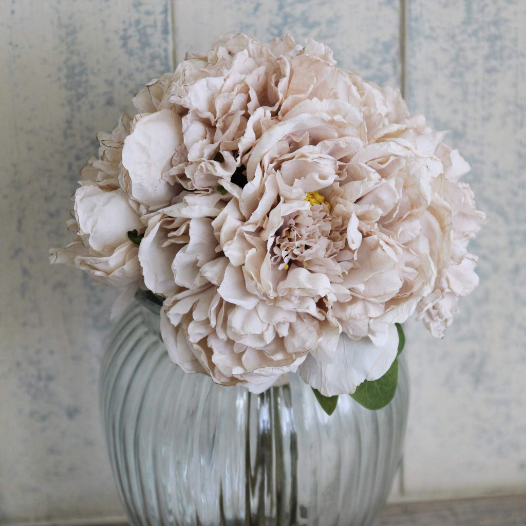 Silk Flower - Dried Peony Bunch - Oyster