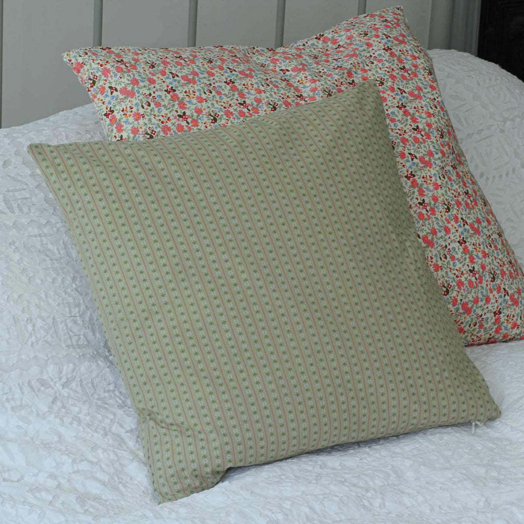 vintage style cushion in green pattern