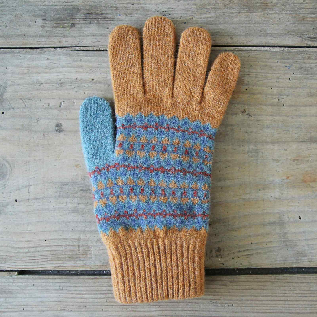 Mustard fair isle gloves