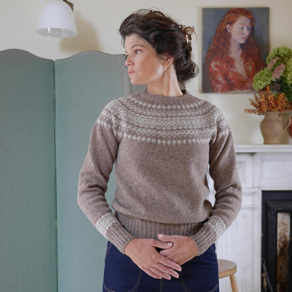 Classic Fair Isle Jumper in Nutmeg, Scottish Wool