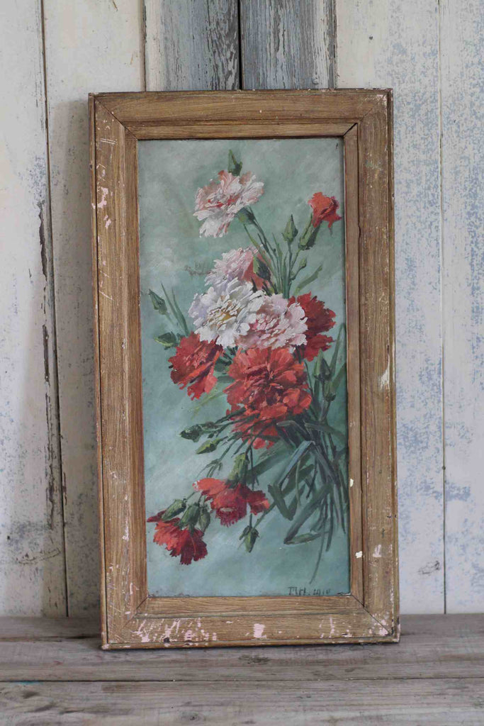 Vintage Oil Painting - Carnations