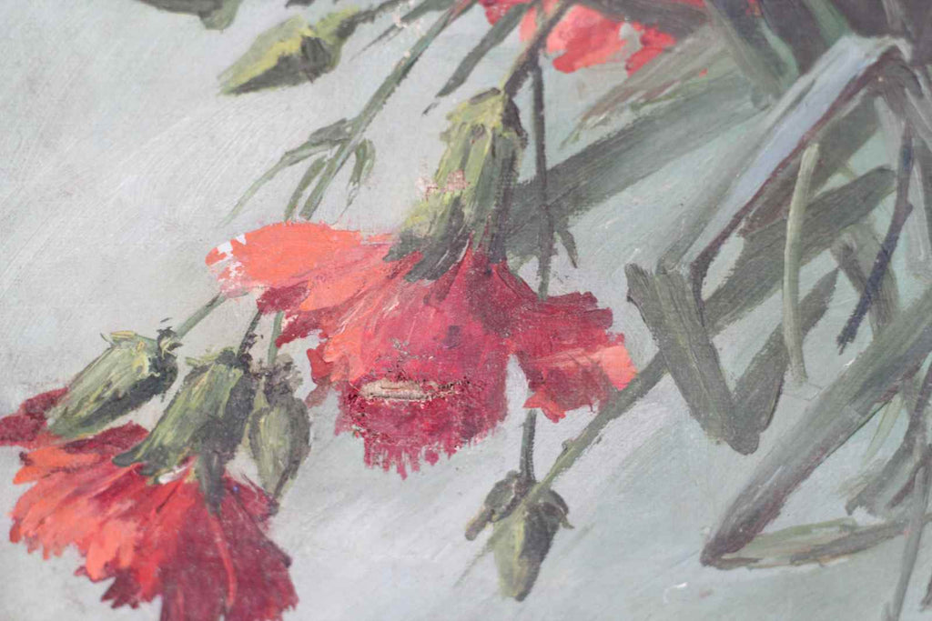 Vintage Oil Painting - Carnations