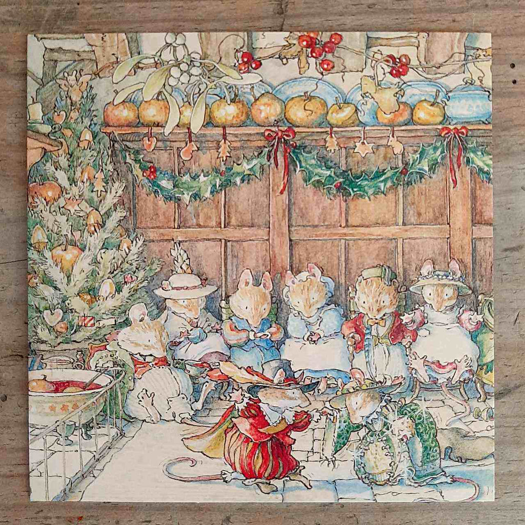 Gathered Around the Hearth - Brambly Hedge traditional Christmas card pack 
