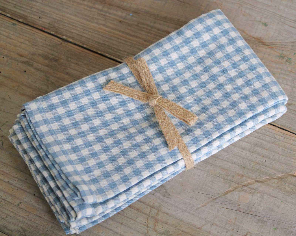 Set of 4 Gingham Napkins - Dusty Blue