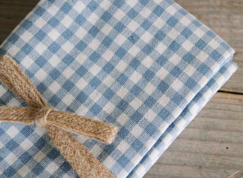 Set of 4 Gingham Napkins - Dusty Blue