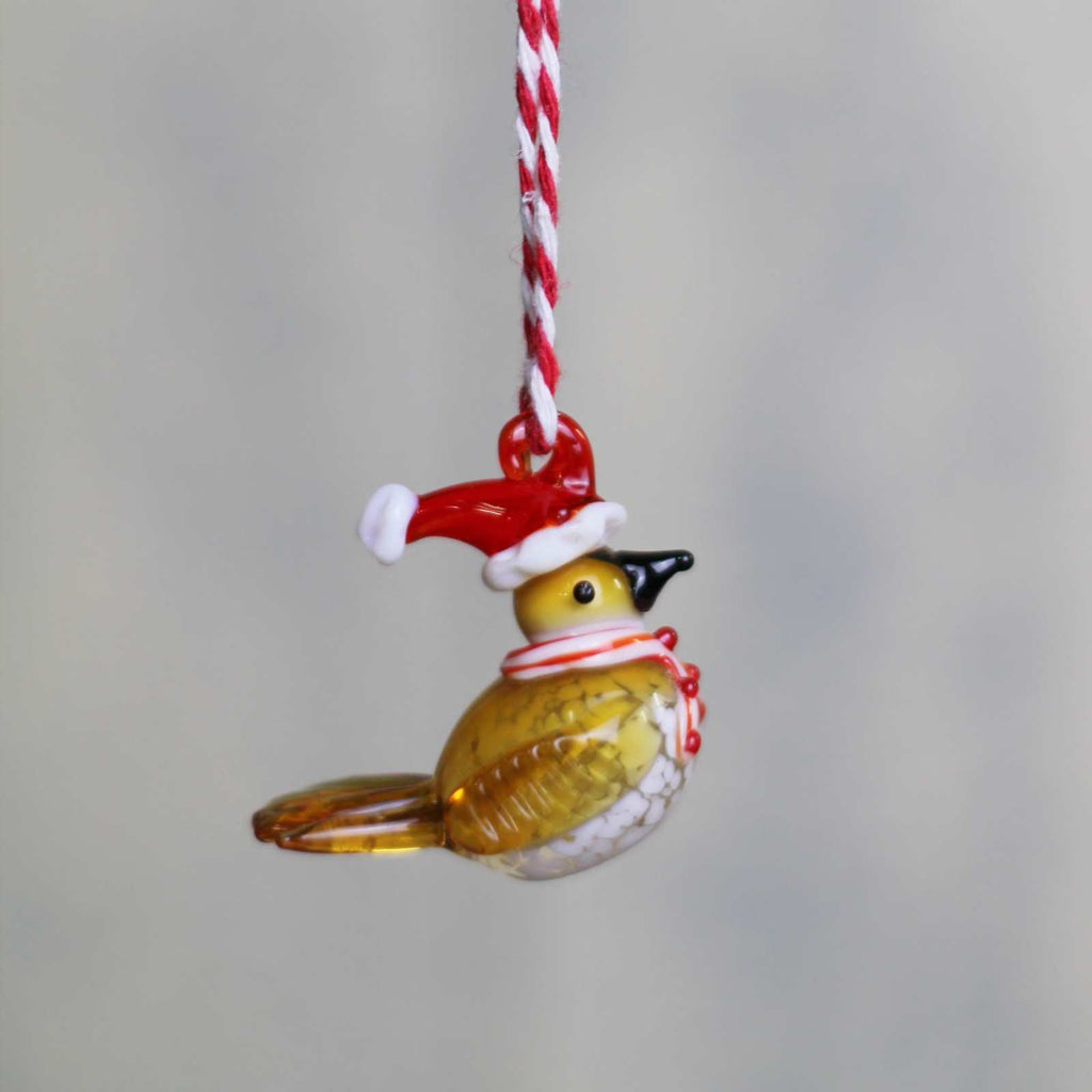 Vintage Christmas decoration glass robin