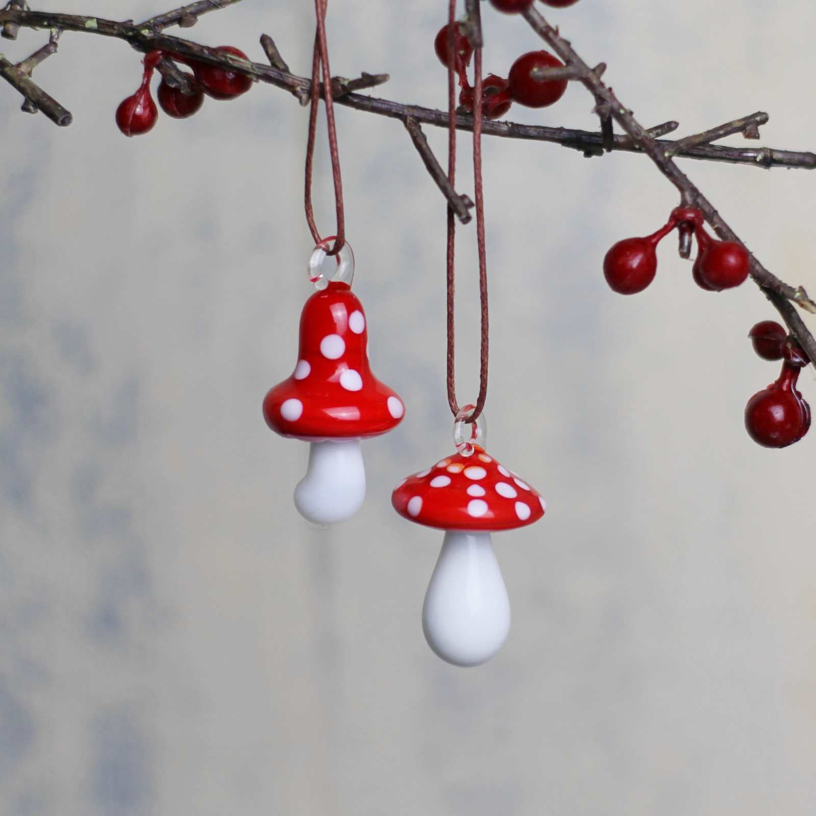 Vintage Christmas decoration glass toadstool