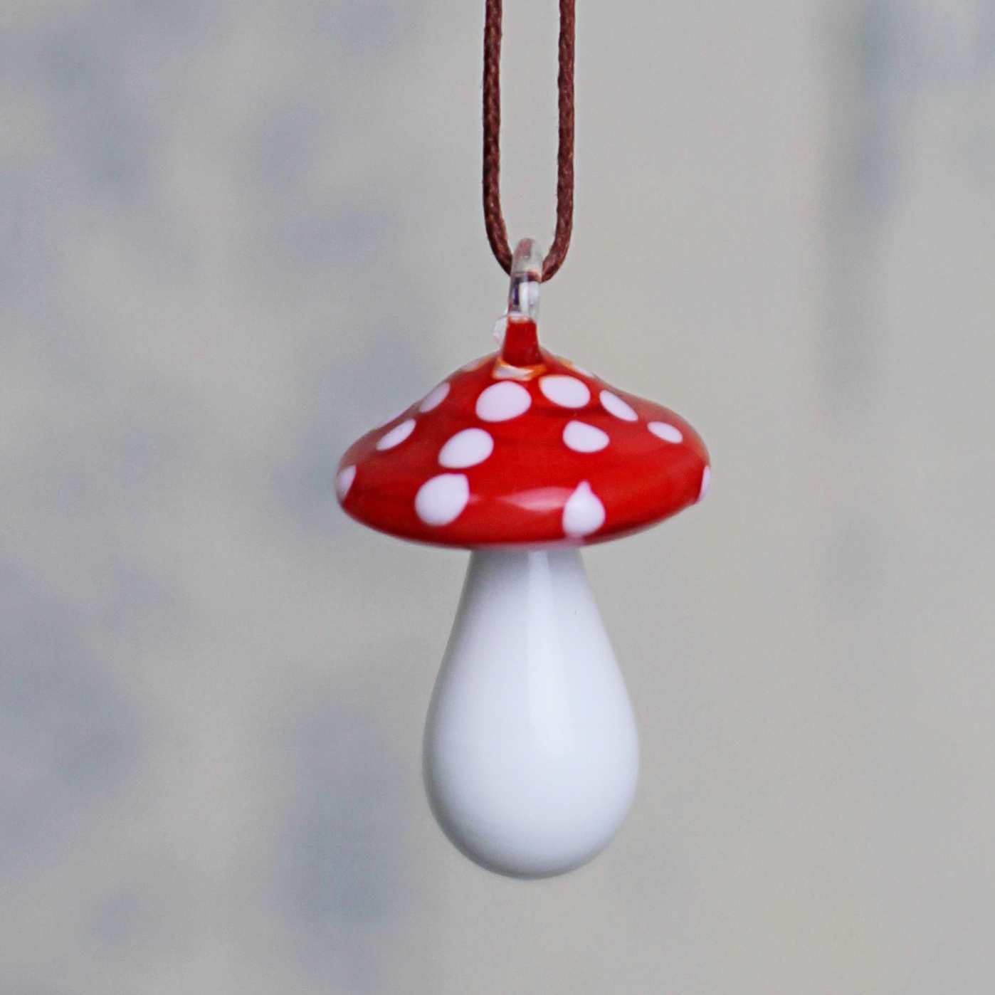 Vintage Christmas decoration glass toodstool closeup