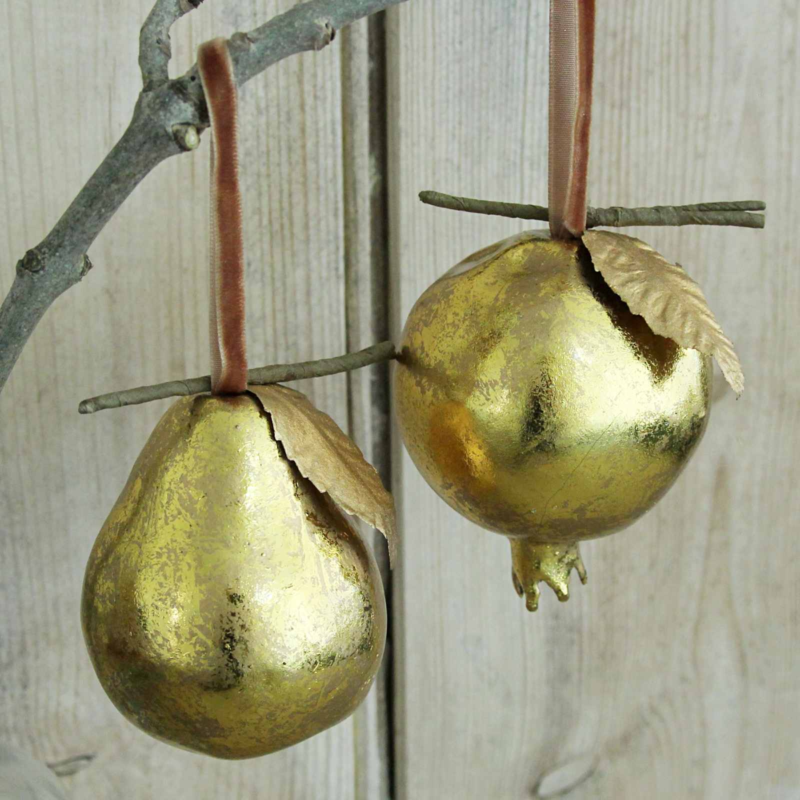Antique Gold Pear and Pomegranate decoration