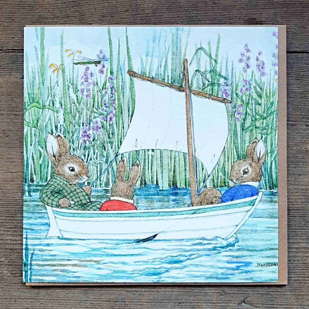 Greeting Card - Bunnies Sailing