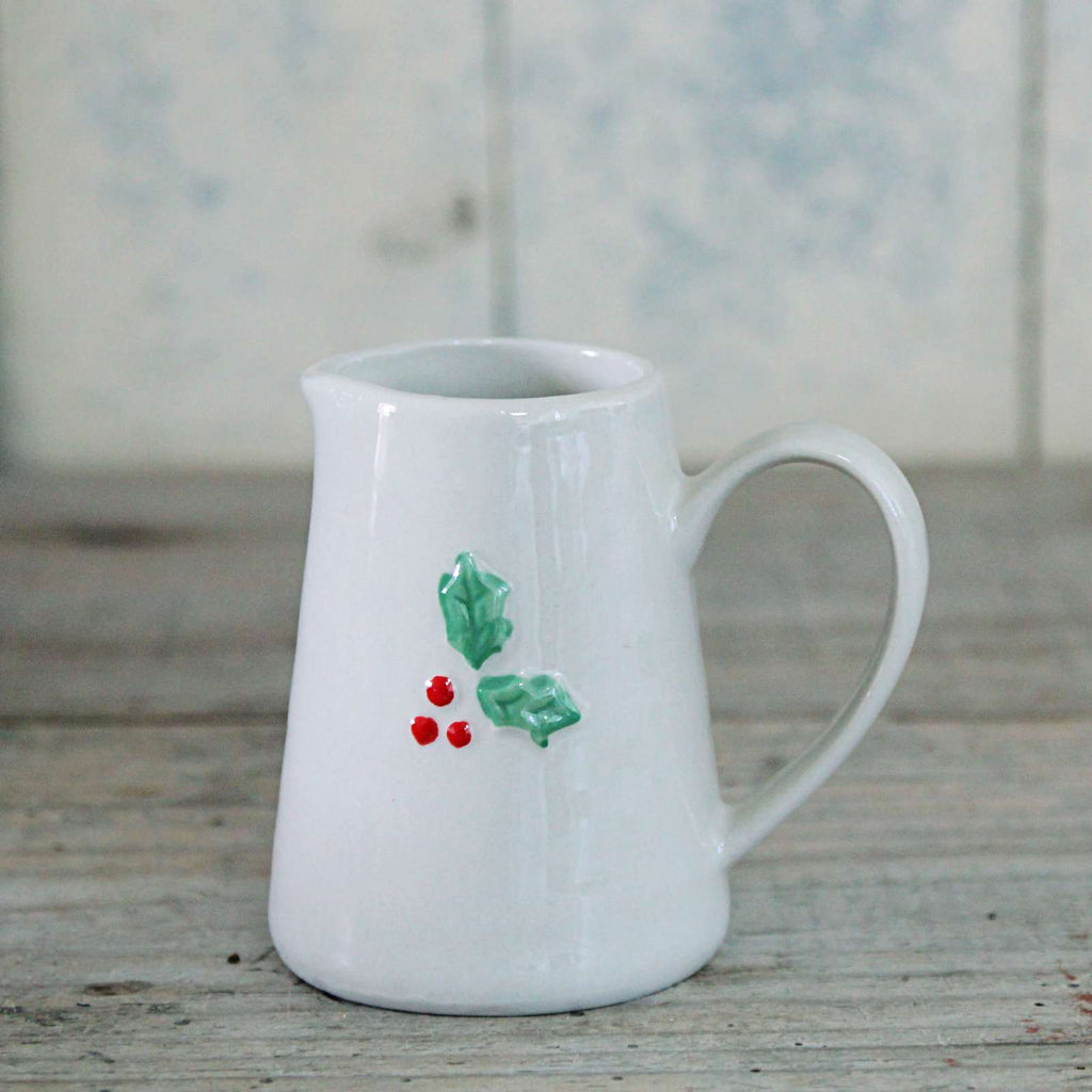 Adorable ceramic Holly Cream Jug. A lovely gift, this little jug is perfect for the Christmas table. 