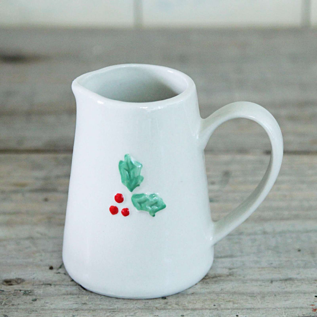 Adorable ceramic Holly Cream Jug. A lovely gift, this little jug is perfect for the Christmas table. 