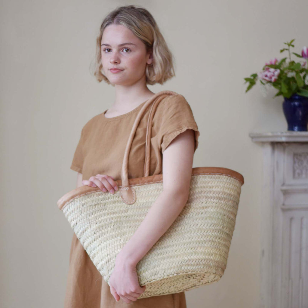 Shopping Basket with Leather Trim