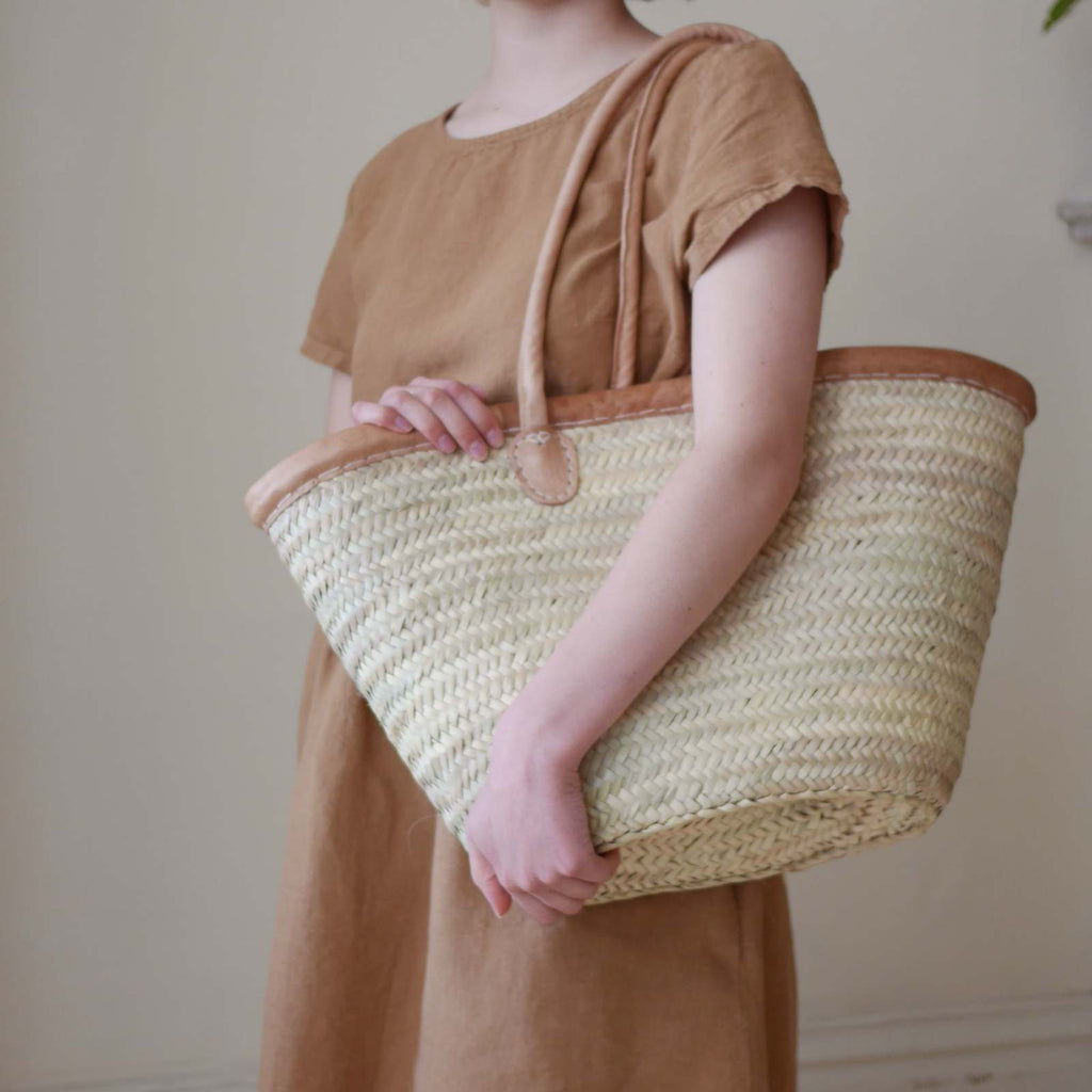 Shopping Basket with Leather Trim