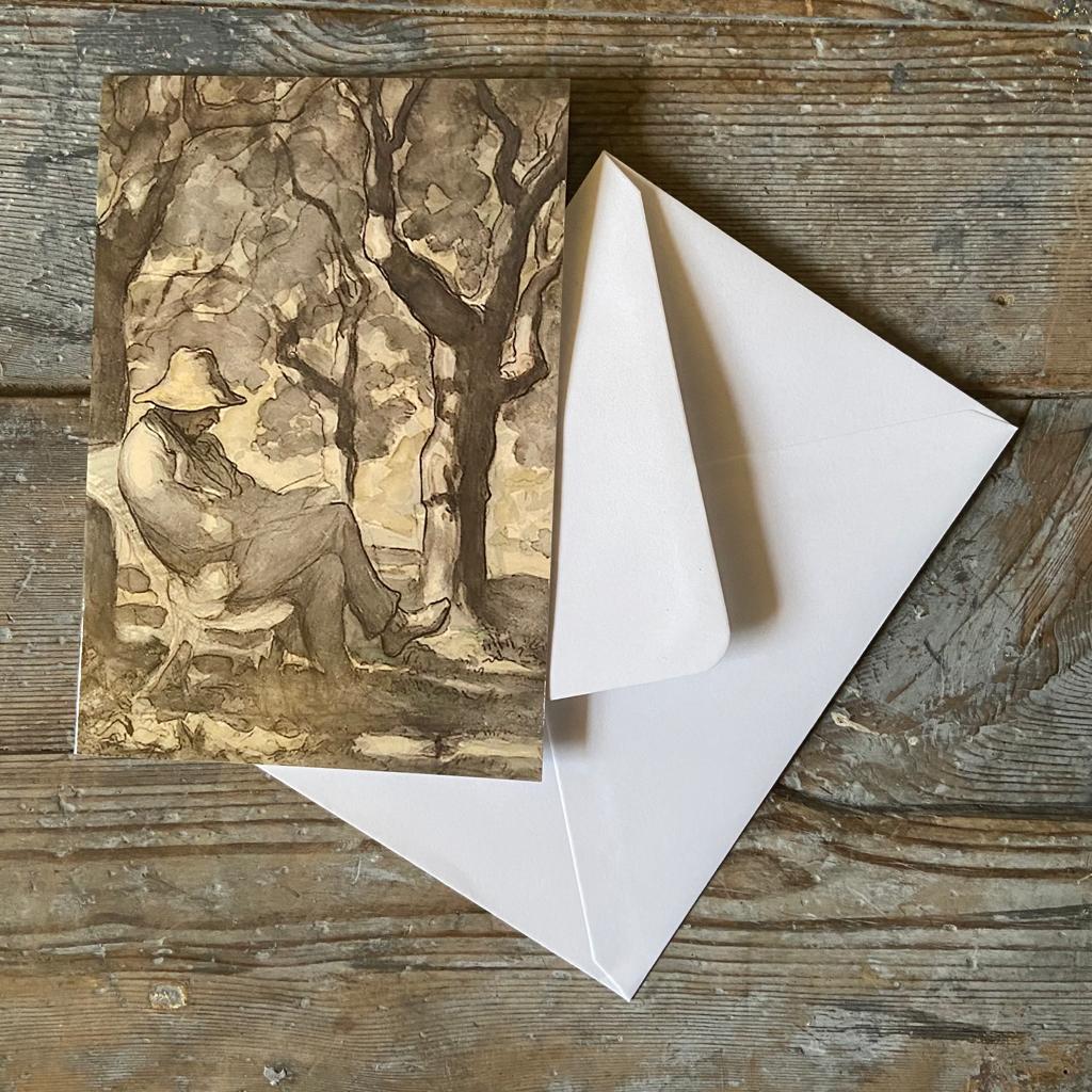 'Man Reading' Vintage Card