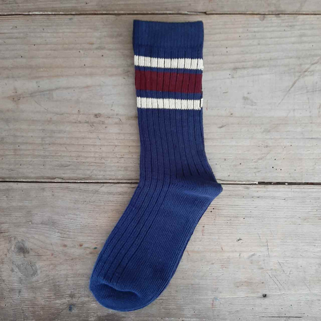 Men's classic ribbed cotton socks - Navy & Burgundy