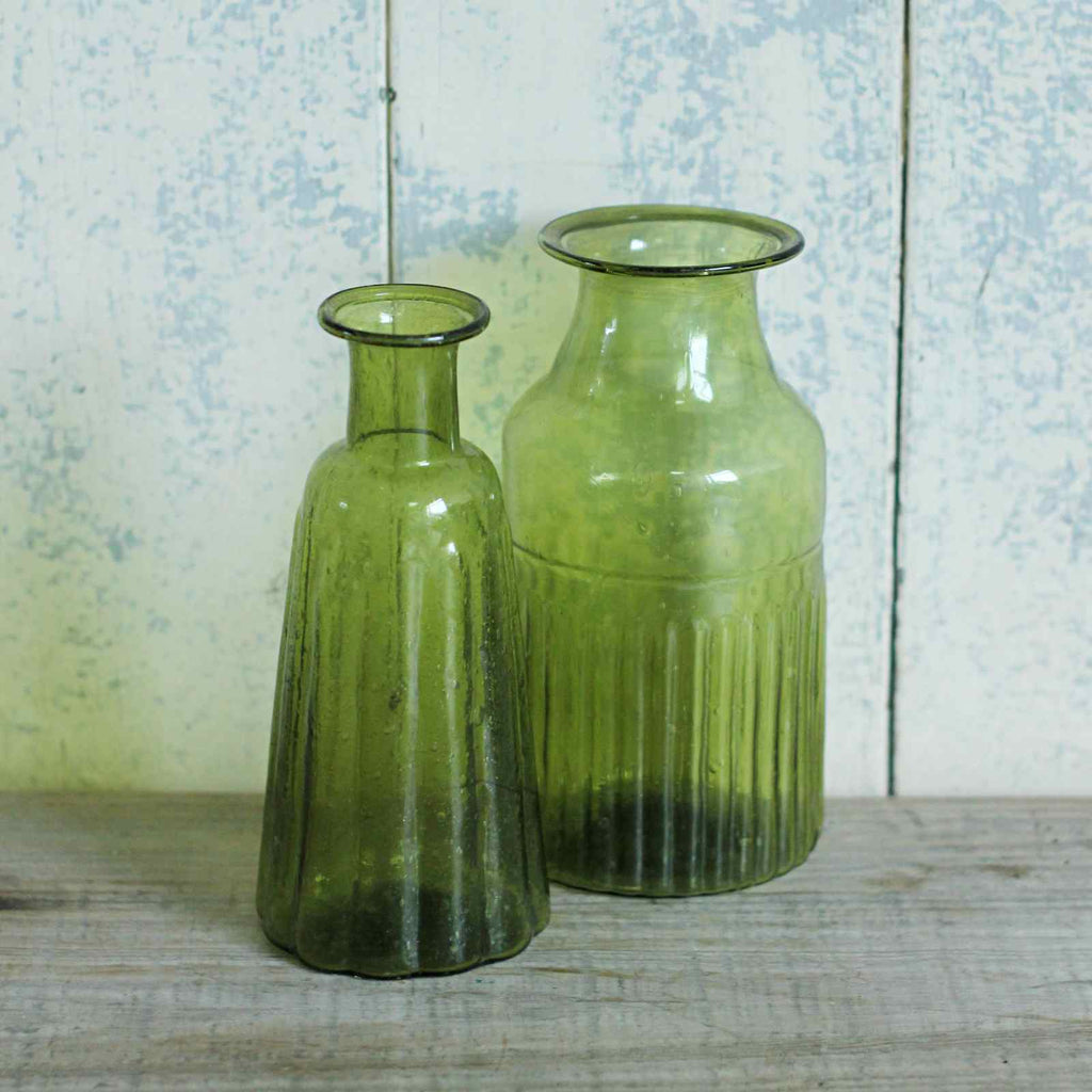 Moss green glass vase, vintage vase