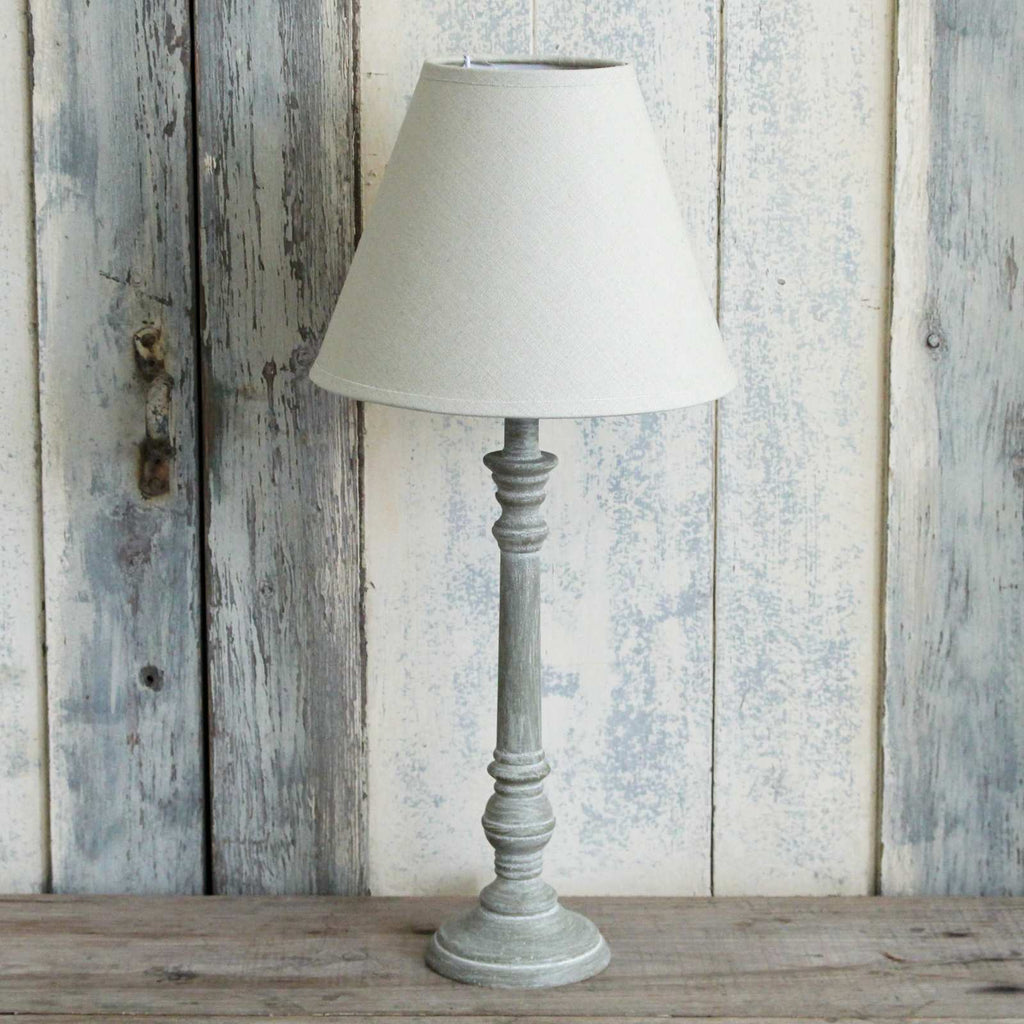 Natural Wooden Lamp with Linen Shade