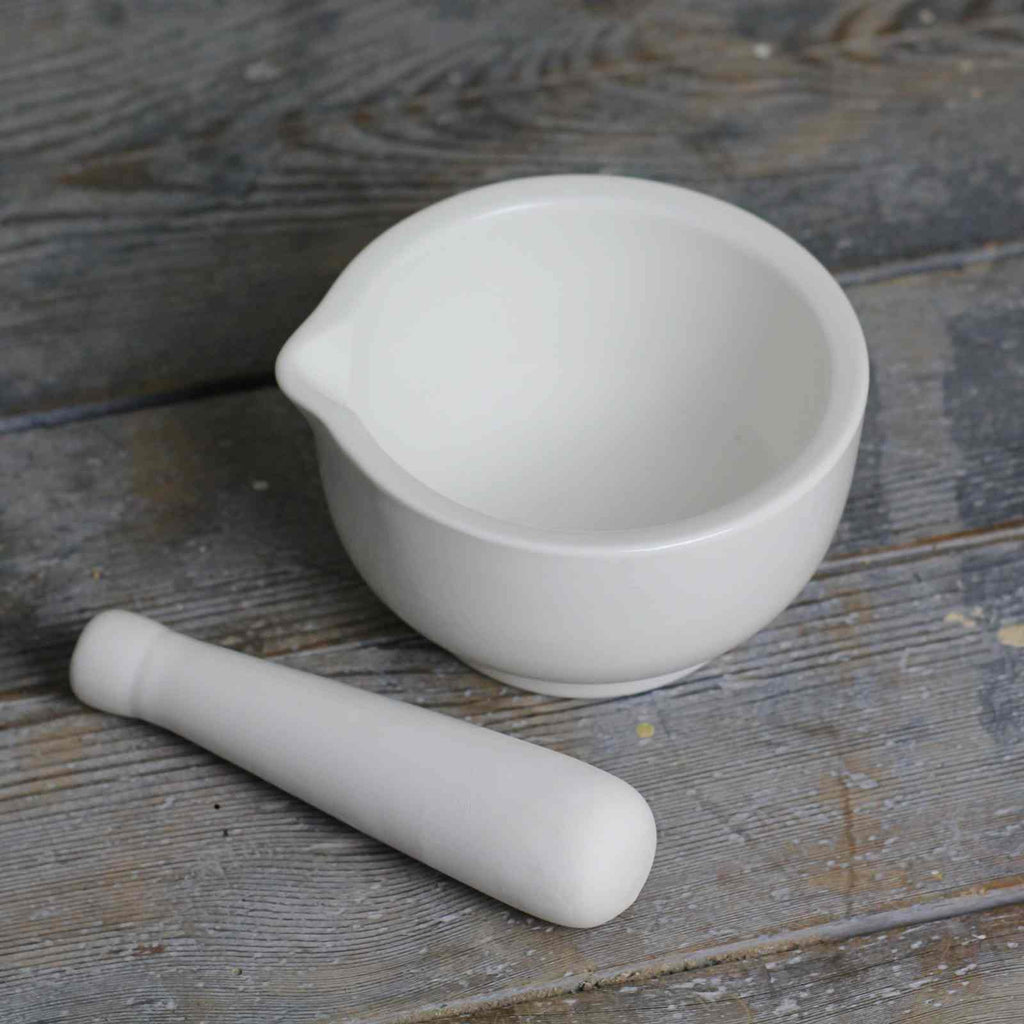 pestle with mortar in classic white