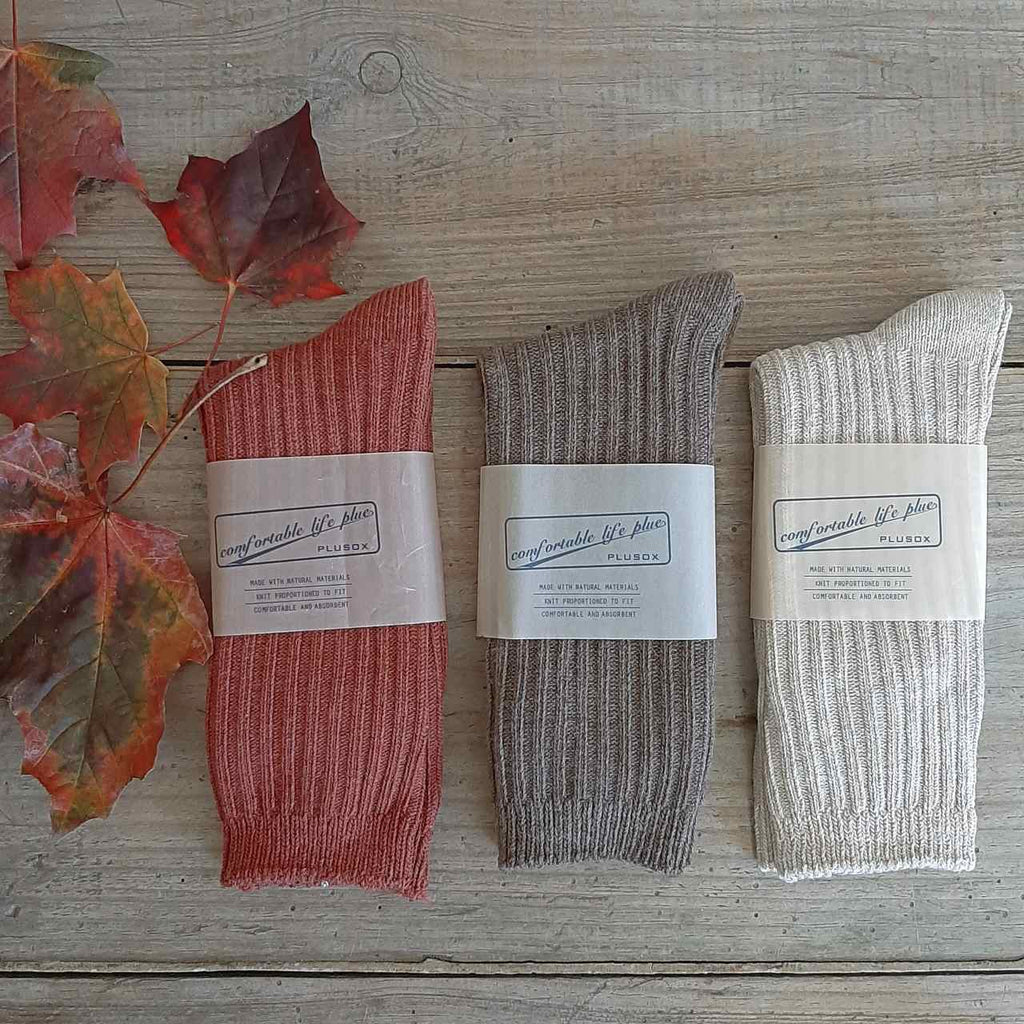 Women's plain cotton socks, Autumn colours