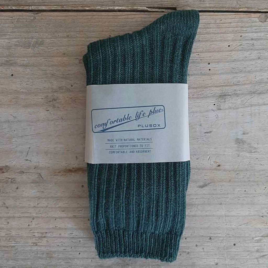 Women's plain cotton socks, Forest Green