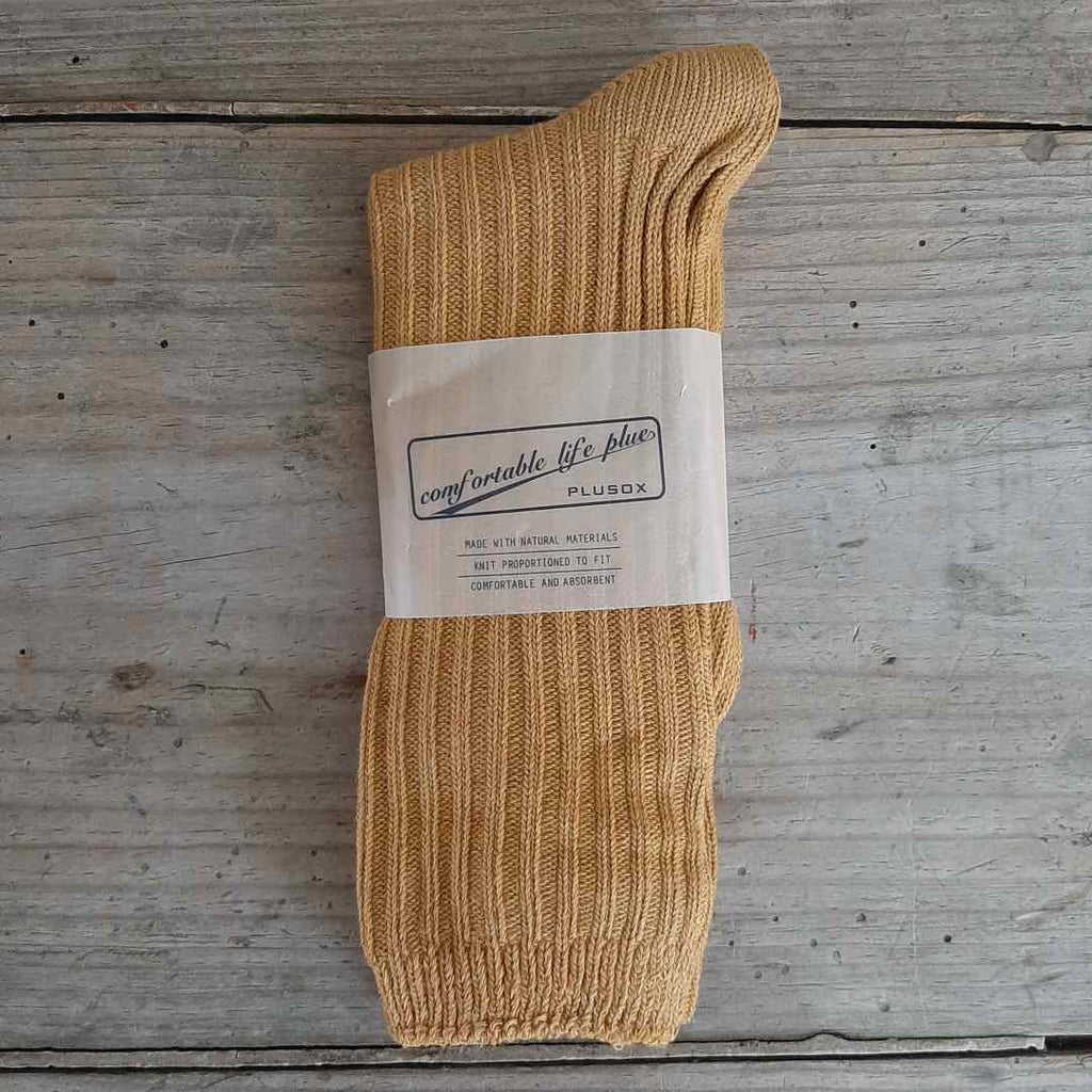 Women's plain cotton socks, Mustard