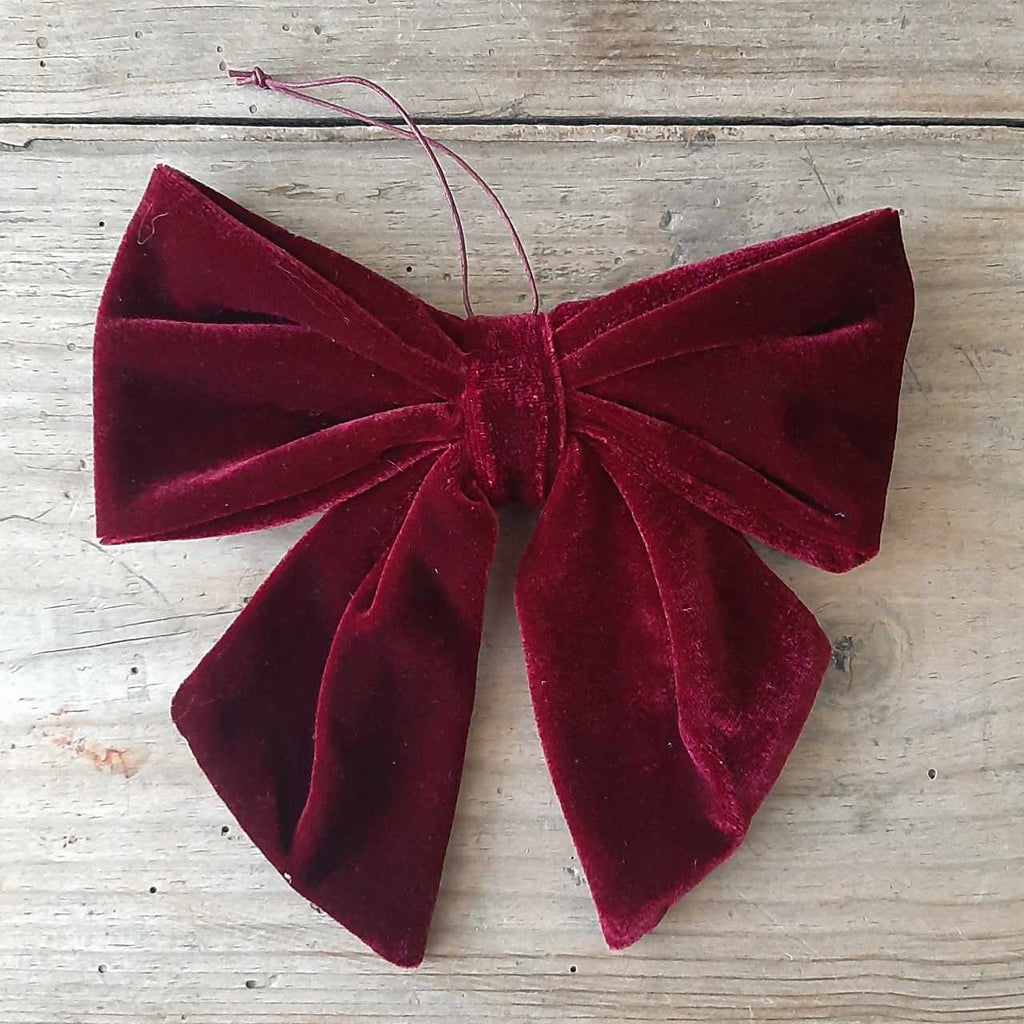 Burgundy Velvet Bow - beautiful as the finishing touch on your Christmas wreath