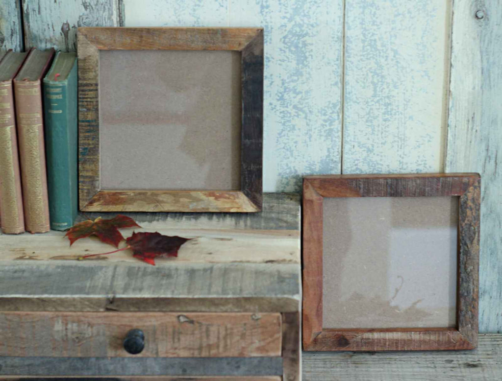 Rustic wooden photo frame, square photo frame