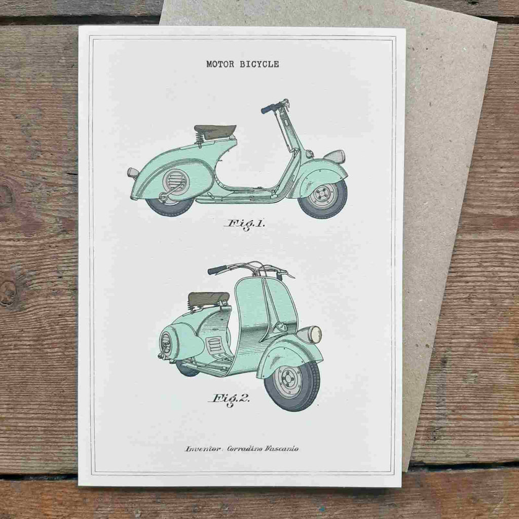 Scooter greeting card, vintage cards, father's day