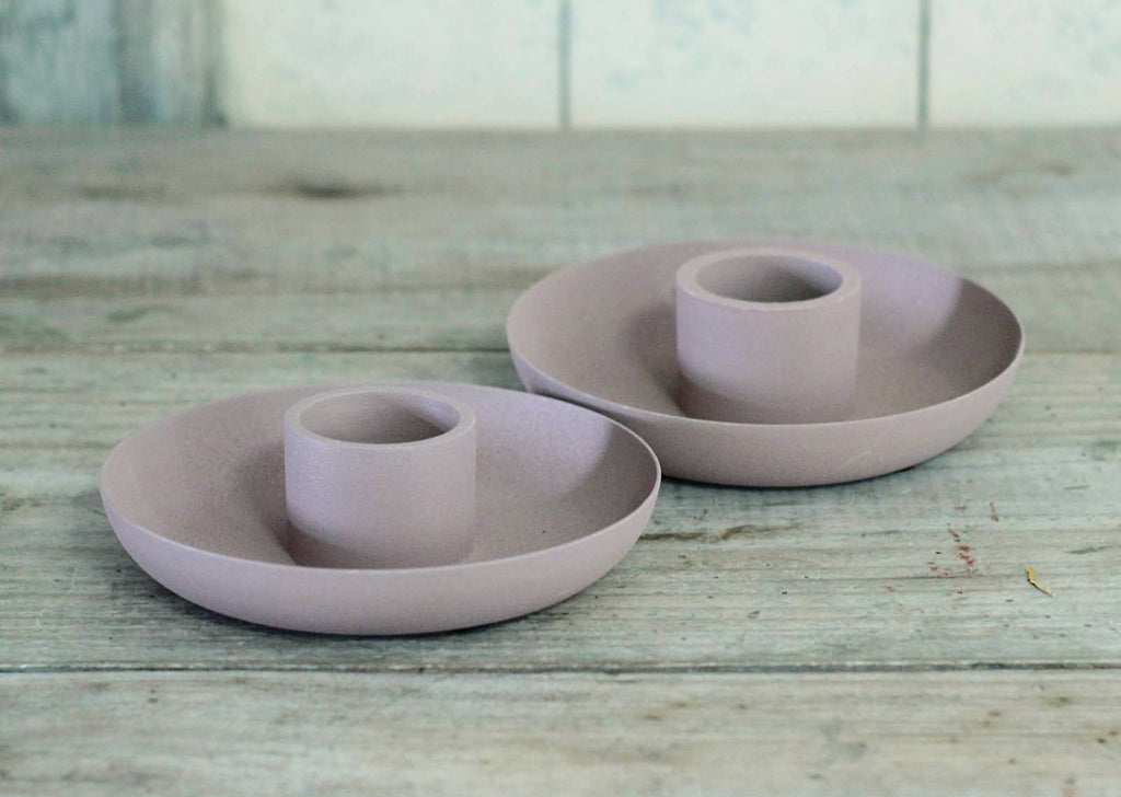 slim pillar candle holder dusky rose