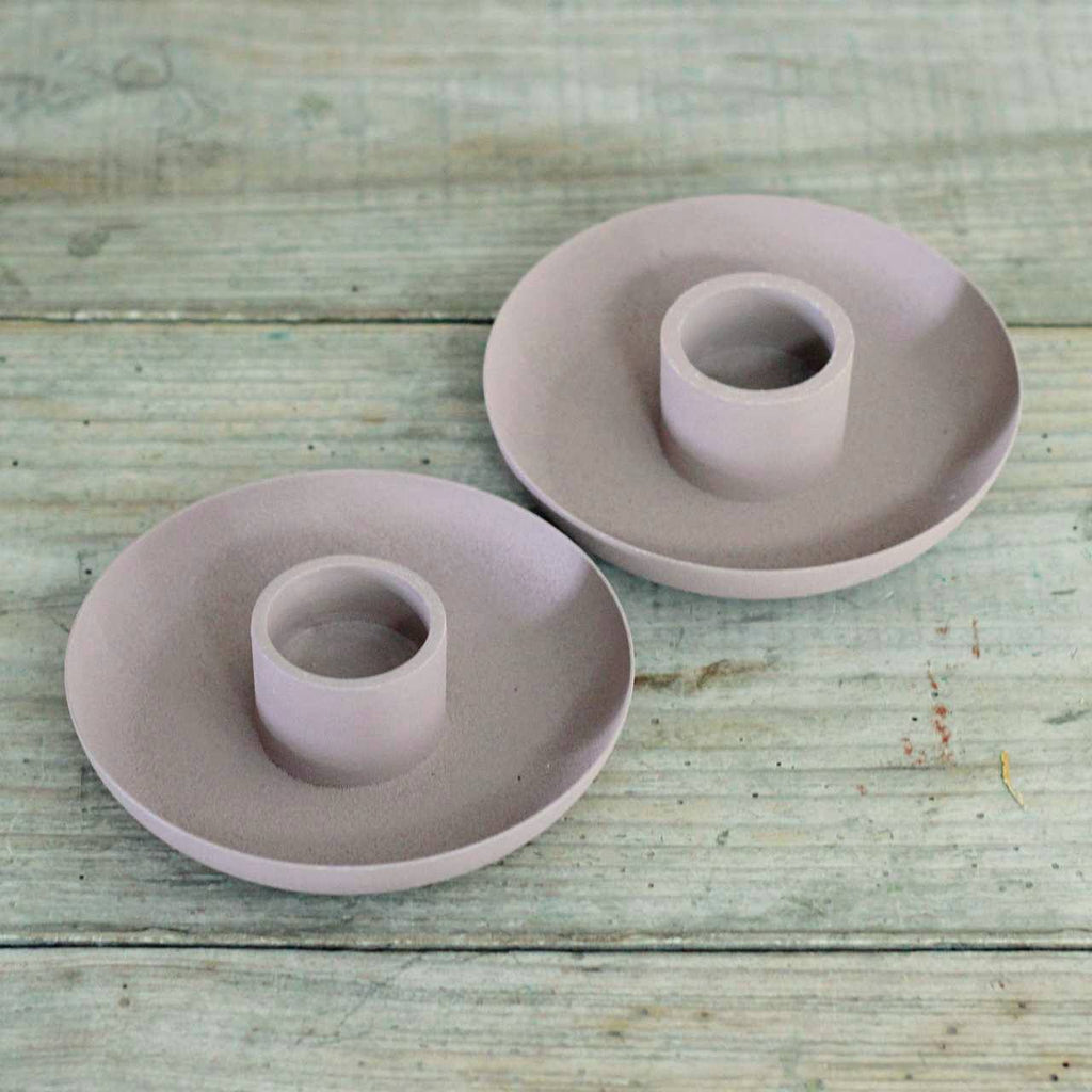 Slim Pillar candle holder in dusky rose