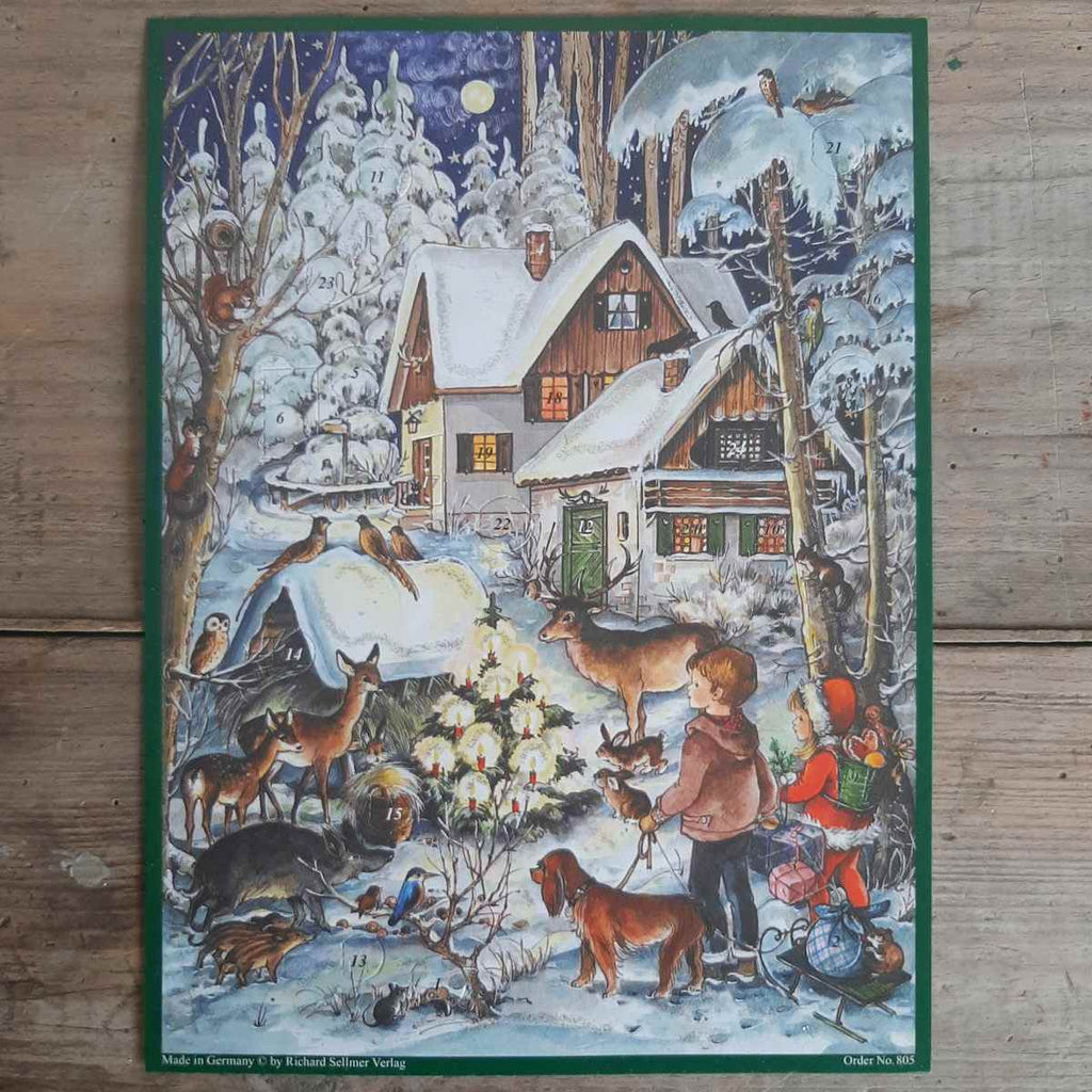 traditional advent calendar with Woodland Animals