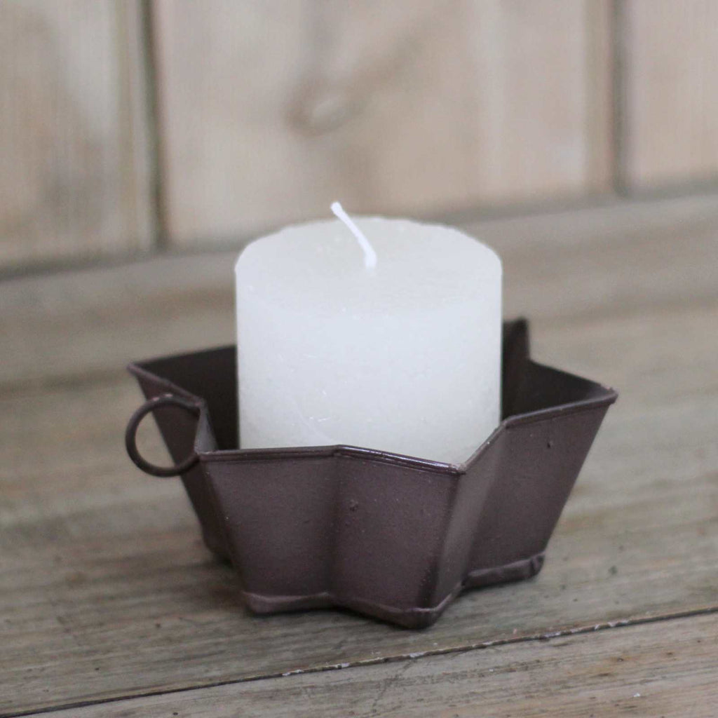 pillar candle cream in candle holder