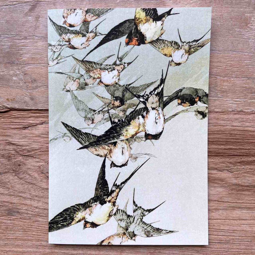 Flight of Swallows Vintage Greeting Card