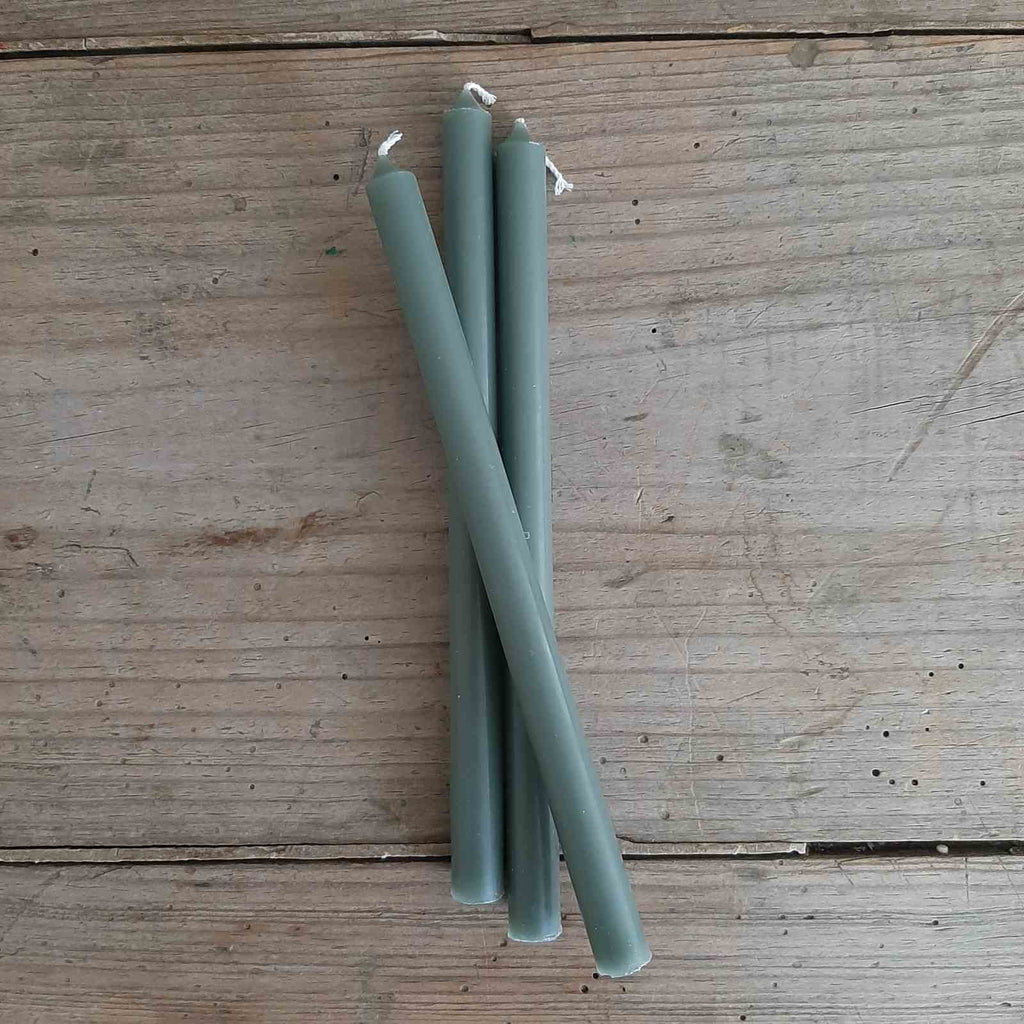 taper candle chalk green