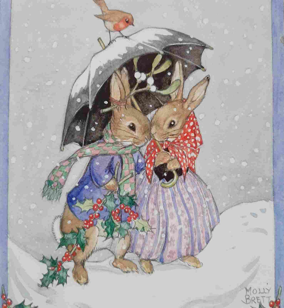 Single Christmas Card - Snow Bunnies