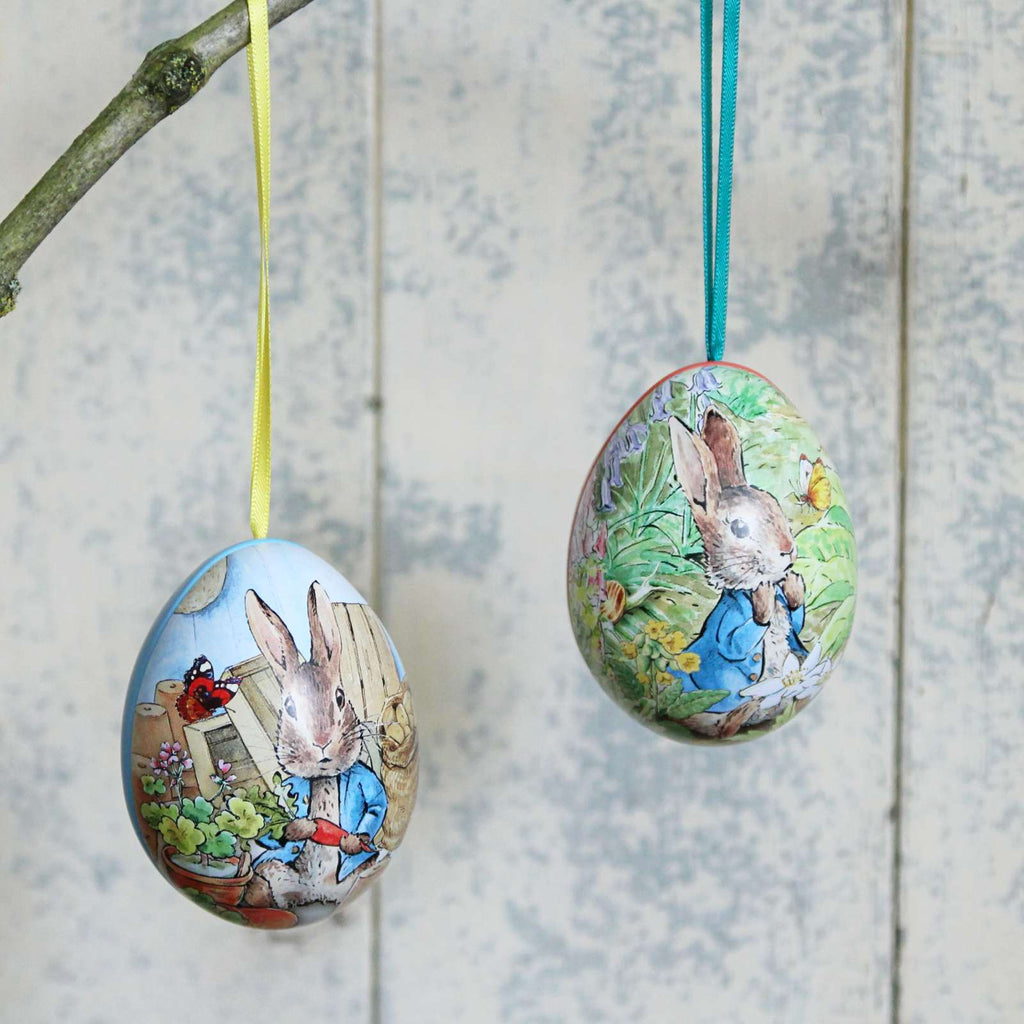 Hanging Easter egg tins Peter Rabbit