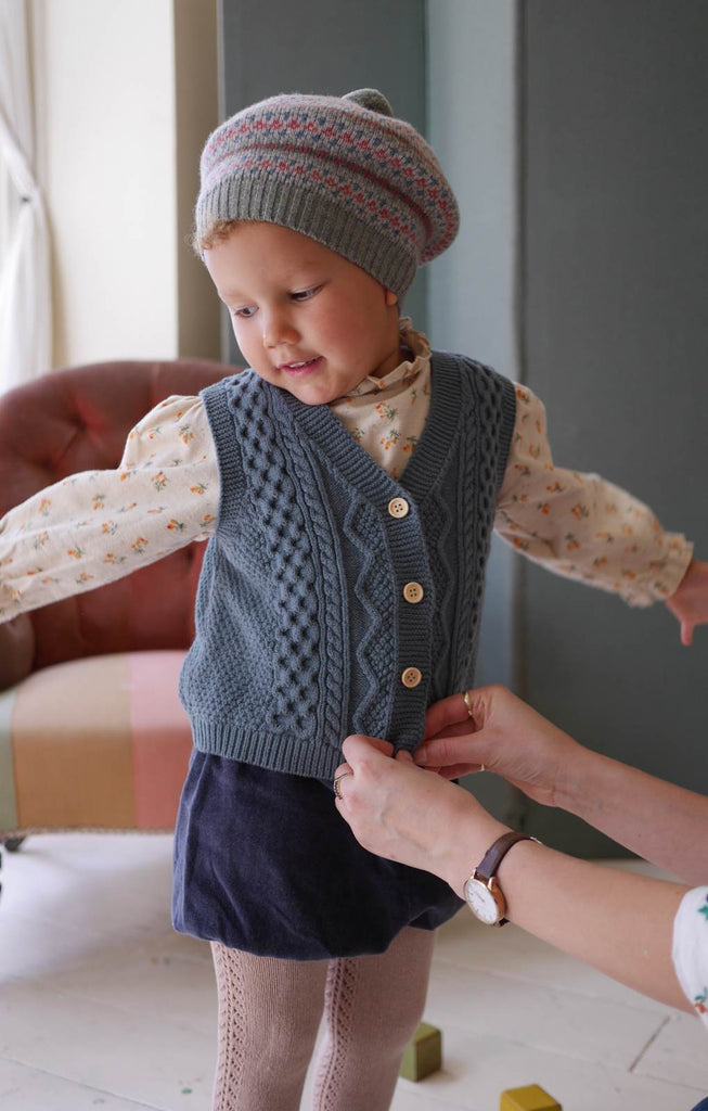 Child's Knitted Waistcoat - Teal