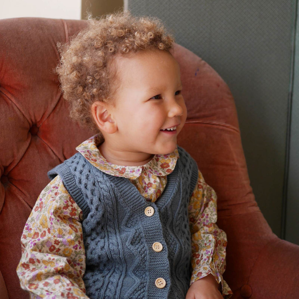 Child's Knitted Waistcoat - Teal