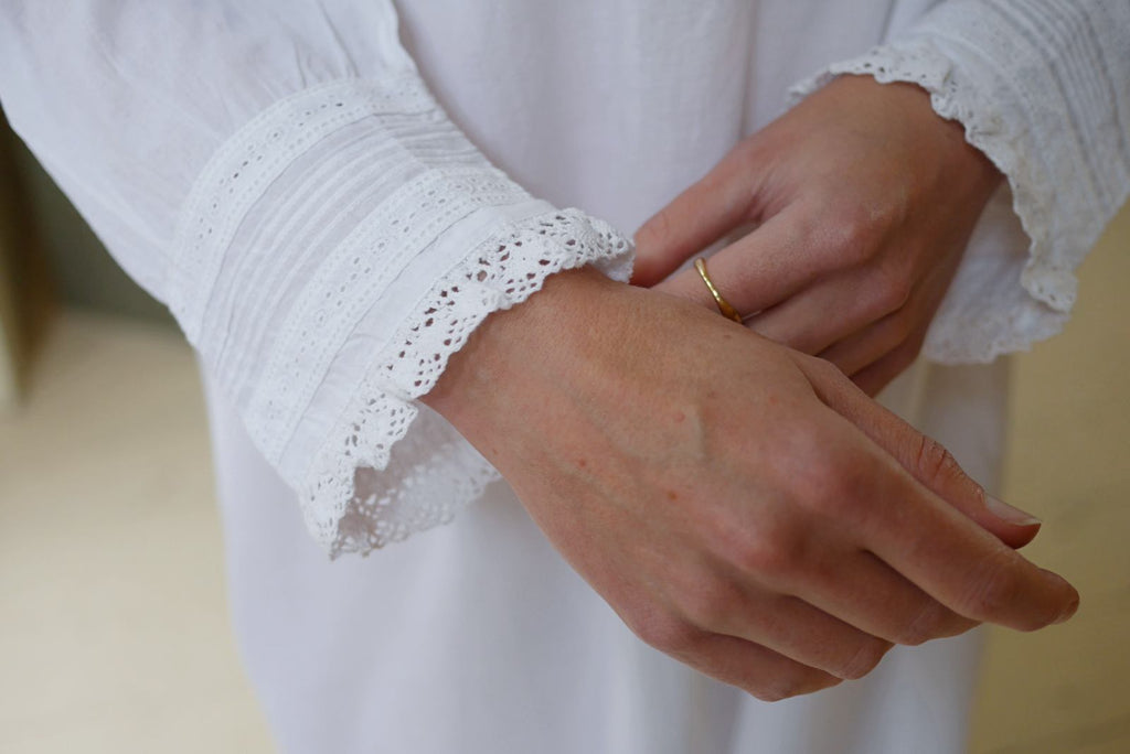 Long Sleeved White Cotton Nightdress
