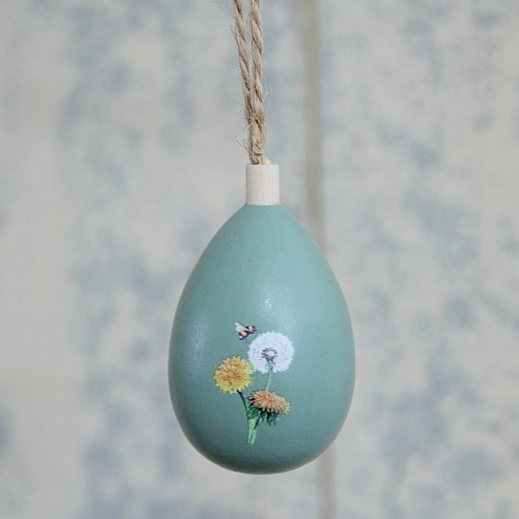 Hanging Wooden Egg Decoration - Dandelion