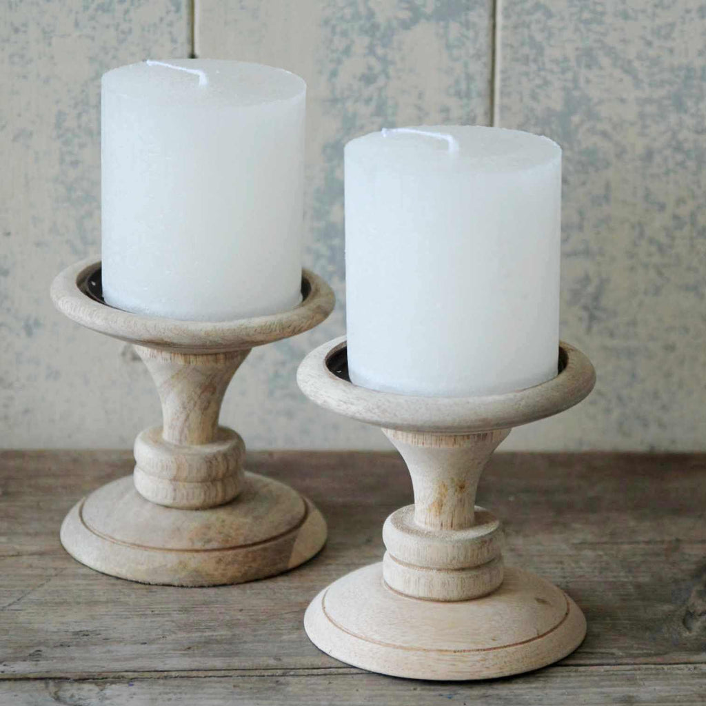 Wooden Pillar Candle Holders