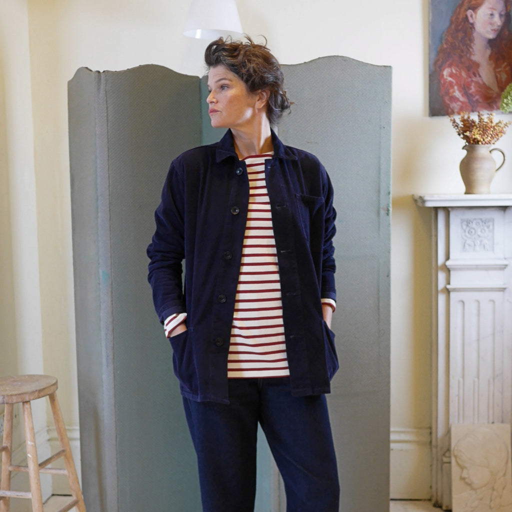 Unisex Cord Work Jacket in Navy by Uskees
